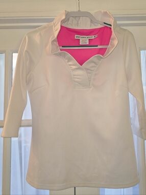 Gretchen Scott Designs White Tunic with Pink Inner Neckline